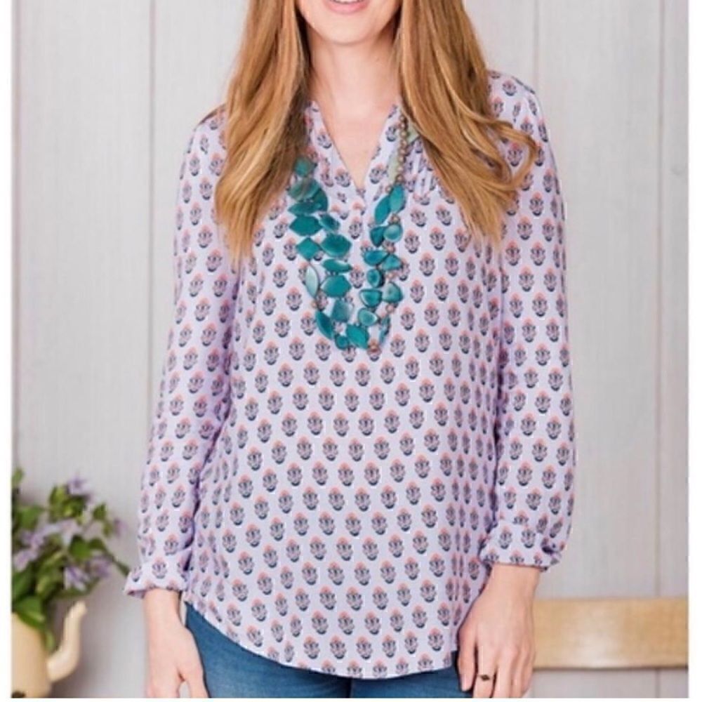 100. Matilda Jane Tunic Lavender Delicate Topiary Detail - Size Medium Blouse